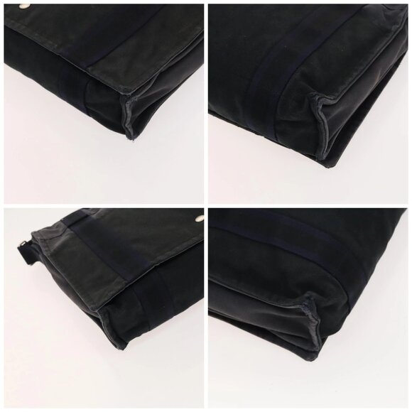 HERMES Fourre Tout Bassas MM Shoulder Bag Canvas Navy Auth bs25503 - Picture 14 of 16